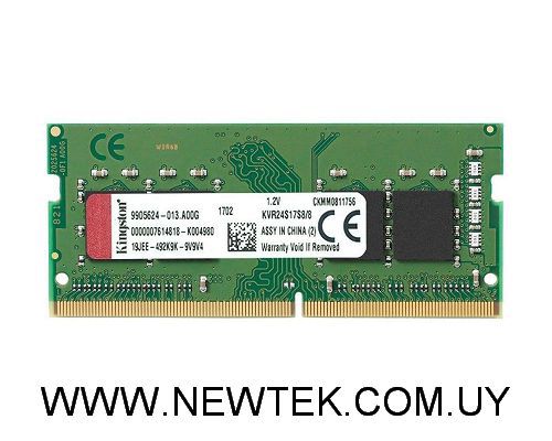 Memoria Kingston 4GB DDR4 KVR24S17S8/8 RAM SODIM PC4-2400 1600Ghz 260P Notebook