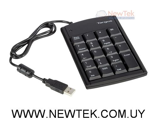 Teclado Numerico Targus PAUK10U KeyPad Cableado USB Tipo HUB 2 Puertos USB 2.0